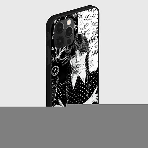 Чехол iPhone 12 Pro Max Уэнсдей: Черное/Белое / 3D-Черный – фото 2