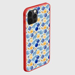 Чехол для iPhone 12 Pro Max Шарики новогодние ёлочные, синие, цвет: 3D-красный — фото 2