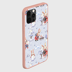 Чехол для iPhone 12 Pro Max Поиграем в снежки, цвет: 3D-светло-розовый — фото 2