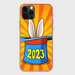 Чехол для iPhone 12 Pro Max 2023 - кролик в шляпе фокусника, цвет: 3D-светло-розовый