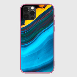 Чехол для iPhone 12 Pro Max Светло-синий и переливающийся песок, цвет: 3D-малиновый