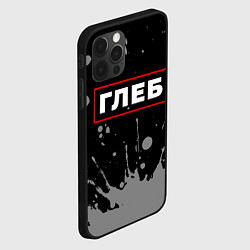 Чехол для iPhone 12 Pro Max Глеб - в красной рамке на темном, цвет: 3D-черный — фото 2