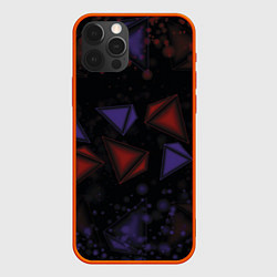 Чехол для iPhone 12 Pro Max Красные и синие треугольники, цвет: 3D-красный