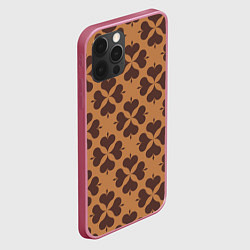 Чехол для iPhone 12 Pro Max Четырехлистный клевер бежевый, цвет: 3D-малиновый — фото 2