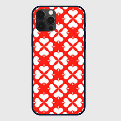 Чехол для iPhone 12 Pro Max Четырехлистный клевер красный, цвет: 3D-черный