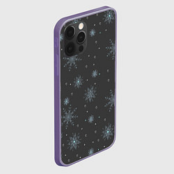 Чехол для iPhone 12 Pro Max Новогодние снежинки на сером фоне, цвет: 3D-серый — фото 2