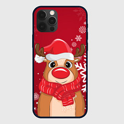 Чехол для iPhone 12 Pro Max Новогодний олень и снежинки, цвет: 3D-черный