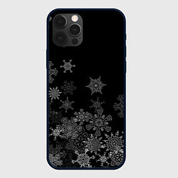 Чехол для iPhone 12 Pro Max Красивые белые снежинки, цвет: 3D-черный