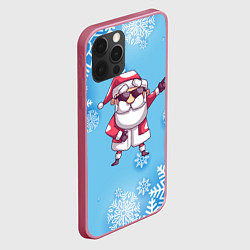 Чехол для iPhone 12 Pro Max Крутой Дед Мороз - снежинки, цвет: 3D-малиновый — фото 2