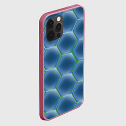 Чехол для iPhone 12 Pro Max Синии шестигранники, цвет: 3D-малиновый — фото 2