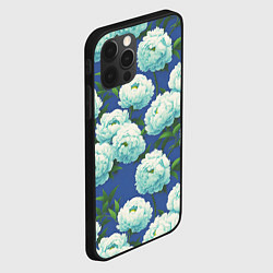 Чехол для iPhone 12 Pro Max Узор из белых пионов, цвет: 3D-черный — фото 2