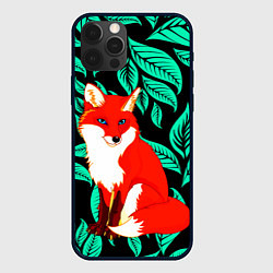 Чехол для iPhone 12 Pro Max Лиса на фоне листьев, цвет: 3D-черный