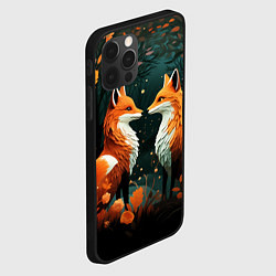 Чехол для iPhone 12 Pro Max Две лисоньки в стиле Folk Art, цвет: 3D-черный — фото 2