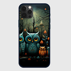 Чехол для iPhone 12 Pro Max Совы в стиле Folk Art, цвет: 3D-черный