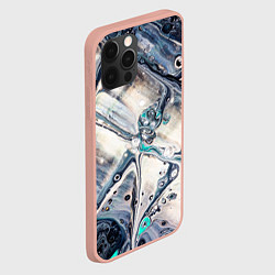 Чехол для iPhone 12 Pro Max Абстрактное жидкое белое и синее стекло, цвет: 3D-светло-розовый — фото 2