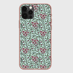 Чехол для iPhone 12 Pro Max Цветы сакуры и веточки - паттерн, цвет: 3D-светло-розовый