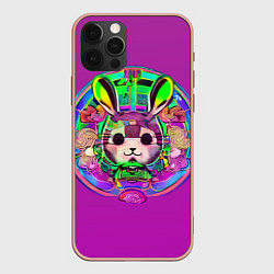 Чехол для iPhone 12 Pro Max Кролик Неон, цвет: 3D-светло-розовый