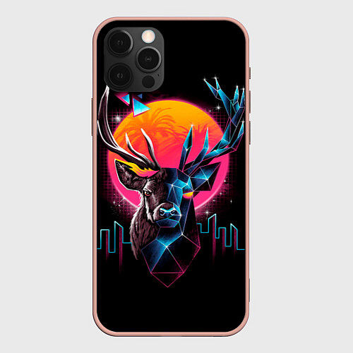 Чехол iPhone 12 Pro Max Олень - диджитал арт / 3D-Светло-розовый – фото 1