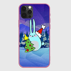 Чехол для iPhone 12 Pro Max Заяц новогодний, цвет: 3D-малиновый