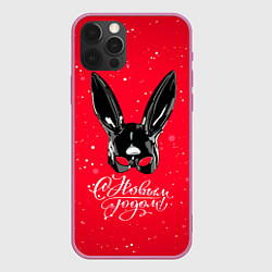 Чехол для iPhone 12 Pro Max Маска зайки новогодняя, цвет: 3D-малиновый