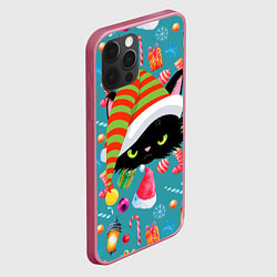 Чехол для iPhone 12 Pro Max Новогодний котик, цвет: 3D-малиновый — фото 2