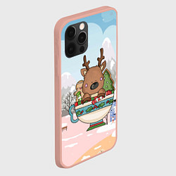 Чехол для iPhone 12 Pro Max Новогодний олень в чашке, цвет: 3D-светло-розовый — фото 2