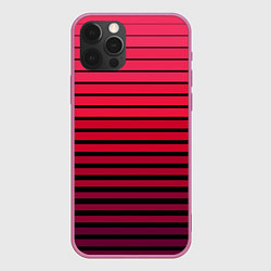 Чехол для iPhone 12 Pro Max Красно-черный полосатый узор, цвет: 3D-малиновый