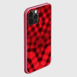 Чехол для iPhone 12 Pro Max Красно-черный геометрический узор, цвет: 3D-малиновый — фото 2