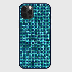 Чехол для iPhone 12 Pro Max Блеск пайеток изумрудных бирюзовых, цвет: 3D-черный
