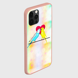 Чехол для iPhone 12 Pro Max Влюбленные волнистые попугайчики, цвет: 3D-светло-розовый — фото 2