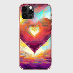 Чехол для iPhone 12 Pro Max Большое горячее сердце, цвет: 3D-светло-розовый