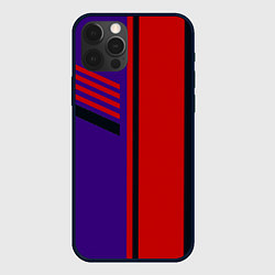 Чехол для iPhone 12 Pro Max Красные полосы на чёрном, цвет: 3D-черный