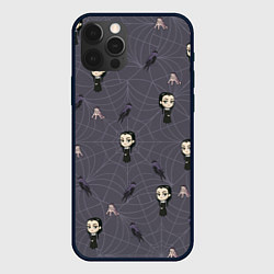 Чехол iPhone 12 Pro Max Уэнсдей, Вещь и вороны - паттерн