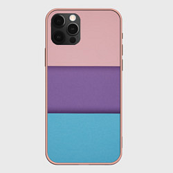 Чехол для iPhone 12 Pro Max Трёхцветный паттерн - розовый, фиолетовый и синий, цвет: 3D-светло-розовый