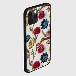 Чехол для iPhone 12 Pro Max Эффект вышивка летний узор, цвет: 3D-черный — фото 2
