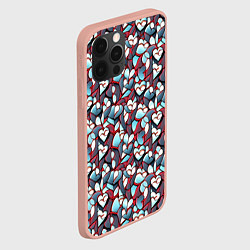 Чехол для iPhone 12 Pro Max Абстрактный паттерн с сердцами, цвет: 3D-светло-розовый — фото 2