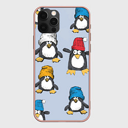 Чехол для iPhone 12 Pro Max Смешные пингвины, цвет: 3D-светло-розовый