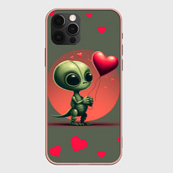 Чехол для iPhone 12 Pro Max Влюбленный инопланетянин, цвет: 3D-светло-розовый