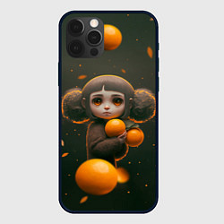 Чехол для iPhone 12 Pro Max Милая девушка с мандаринами, цвет: 3D-черный