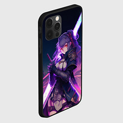 Чехол для iPhone 12 Pro Max Cyber girl in purple light, цвет: 3D-черный — фото 2