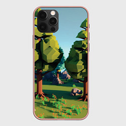 Чехол для iPhone 12 Pro Max Воксельный лес, цвет: 3D-светло-розовый