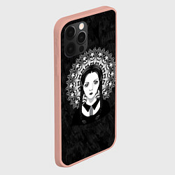 Чехол для iPhone 12 Pro Max Готическая девушка и округлый орнамент с черепами, цвет: 3D-светло-розовый — фото 2