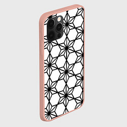 Чехол для iPhone 12 Pro Max Чёрно-белый абстрактный паттерн из звёзд, цвет: 3D-светло-розовый — фото 2