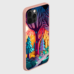 Чехол для iPhone 12 Pro Max Сказочный лес на закате солнца, цвет: 3D-светло-розовый — фото 2