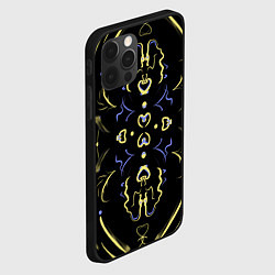 Чехол для iPhone 12 Pro Max Желто-синий узор на черном фоне, цвет: 3D-черный — фото 2