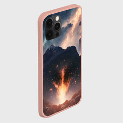 Чехол для iPhone 12 Pro Max Свет галактики над местностью, цвет: 3D-светло-розовый — фото 2