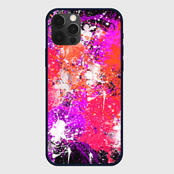 Чехол для iPhone 12 Pro Max Разбрызганная красная краска - темный фон, цвет: 3D-черный