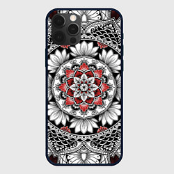 Чехол для iPhone 12 Pro Max Мандала: цветочный узор, цвет: 3D-черный