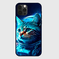 Чехол для iPhone 12 Pro Max Кот космонавт и звезды, цвет: 3D-черный
