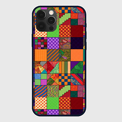 Чехол для iPhone 12 Pro Max Разноцветные лоскуты от нейросети, цвет: 3D-черный